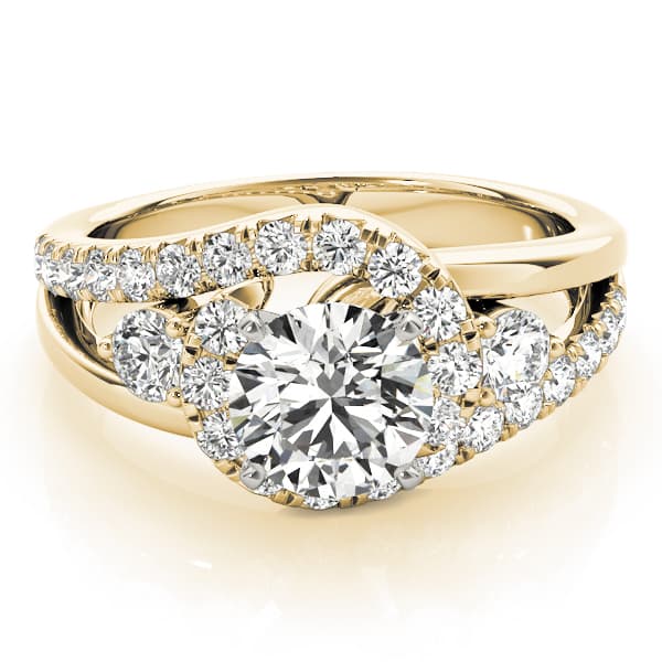 Bypass Swirl Halo Engagement Ring, style 50913, Top view in yellow gold