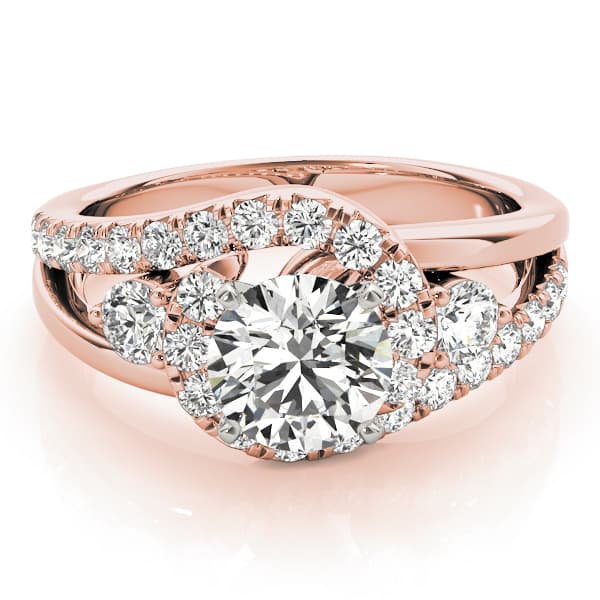 Bypass Swirl Halo Engagement Ring, style 50913, Top view in rose gold