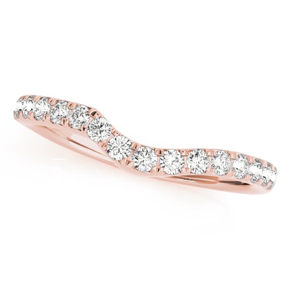 French Cut Curved Wedding Bands (1/4 ct. tw.), Front view in rose gold