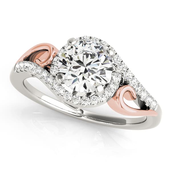 Swirl Halo Engagement Ring, style 50915, Front view in rose gold