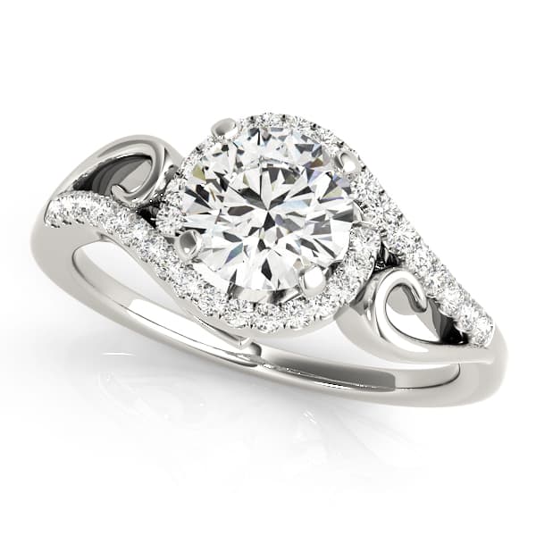 Swirl Halo Engagement Ring — style 50915 in 10k White Gold