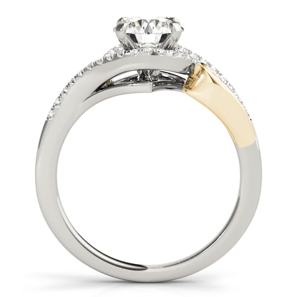 Swirl Halo Engagement Ring, style 50915, Side view in yellow gold