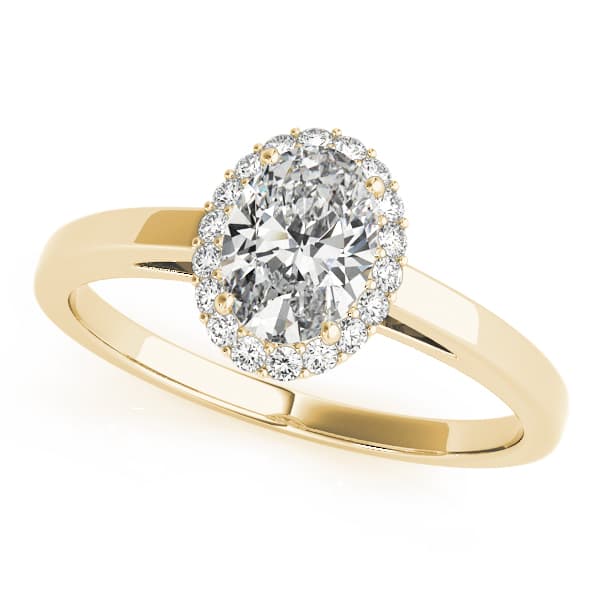 Oval Halo Engagement Ring, style 50916, Front view in yellow gold