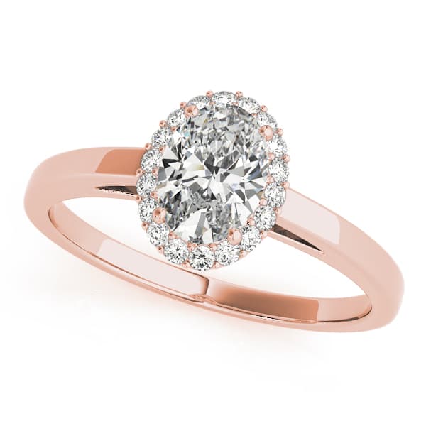 Oval Halo Engagement Ring, style 50916, Front view in rose gold