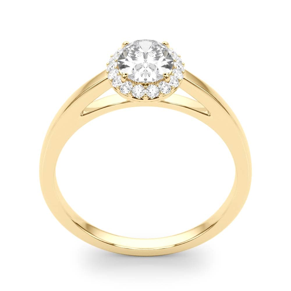 Oval Halo Engagement Ring, style 50916, Top view in yellow gold