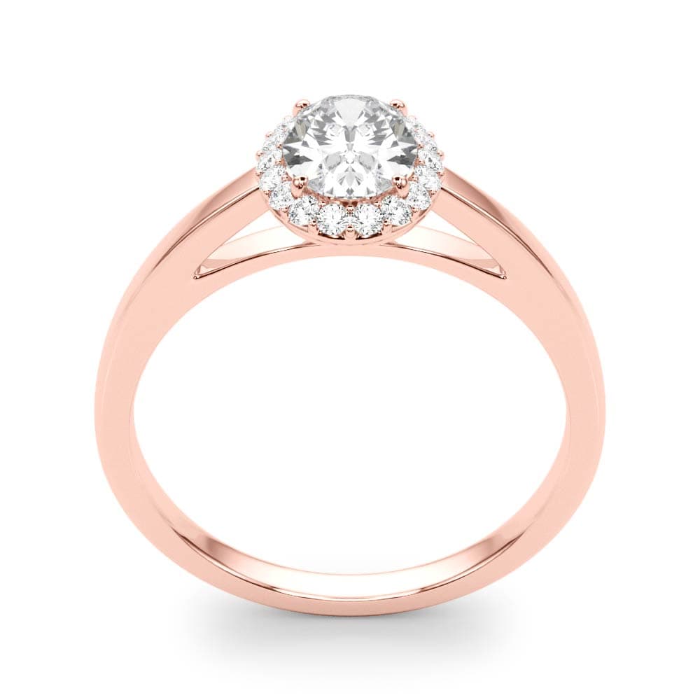 Oval Halo Engagement Ring, style 50916, Top view in rose gold