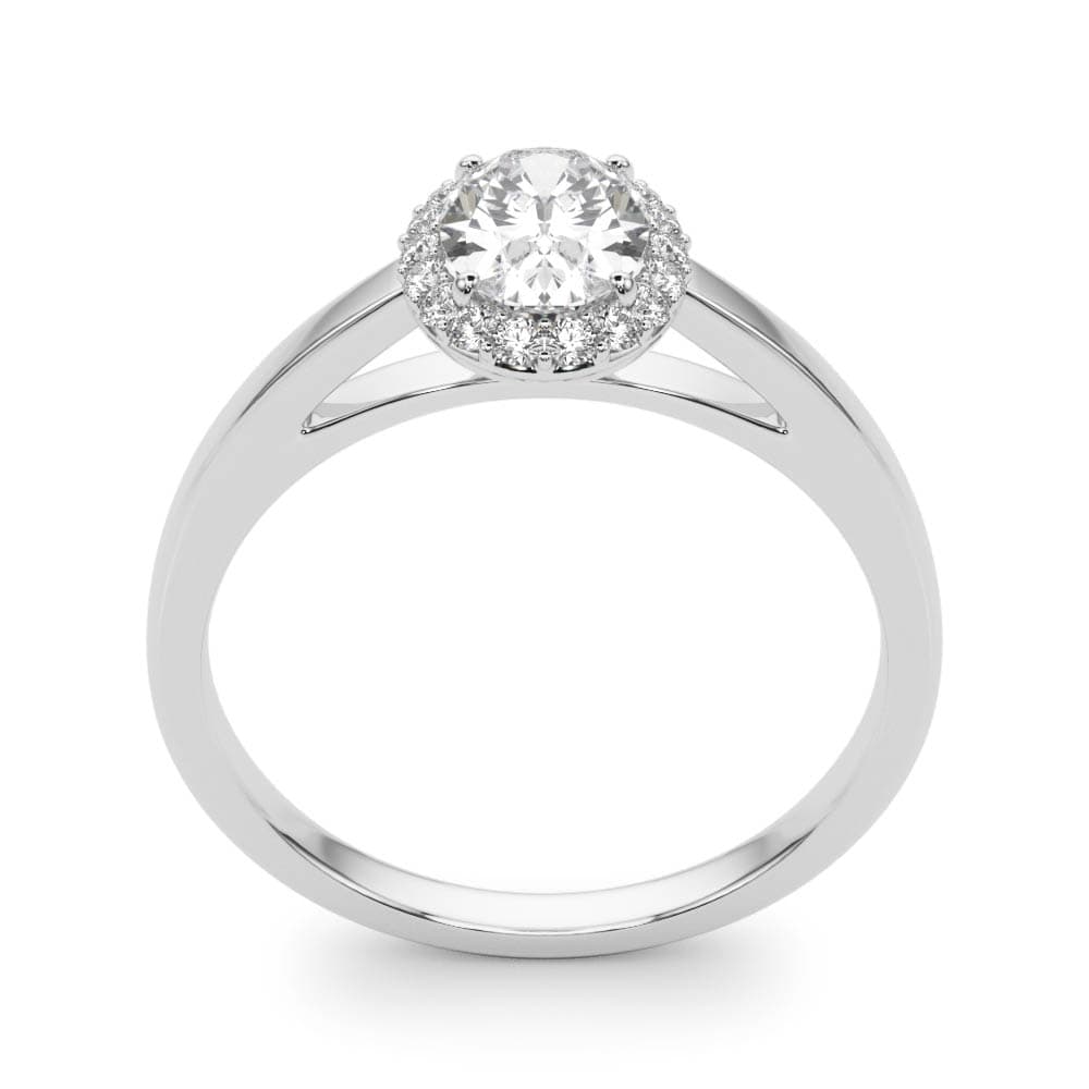 Oval Halo Engagement Ring, style 50916, Top view in white gold or platinum