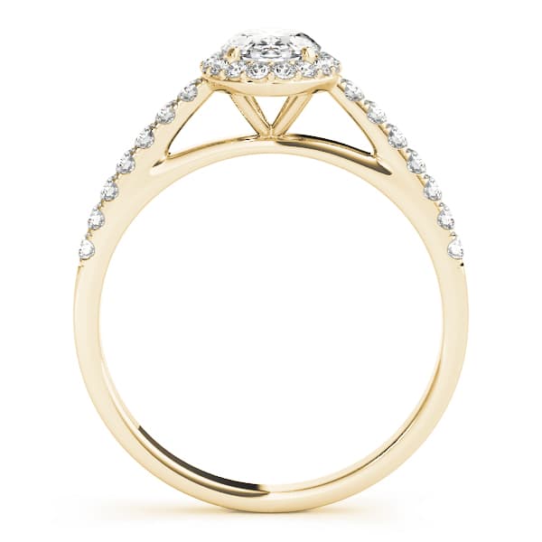 Oval Halo Single Row Engagement Ring, style 50917, Side view in yellow gold