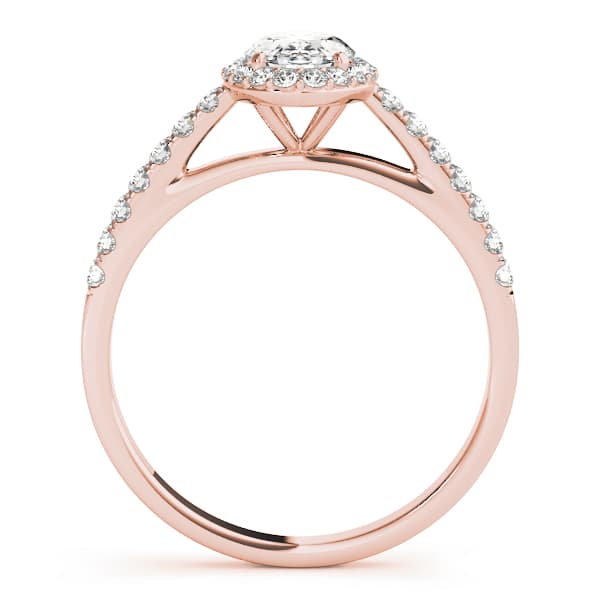 Oval Halo Single Row Engagement Ring, style 50917, Side view in rose gold