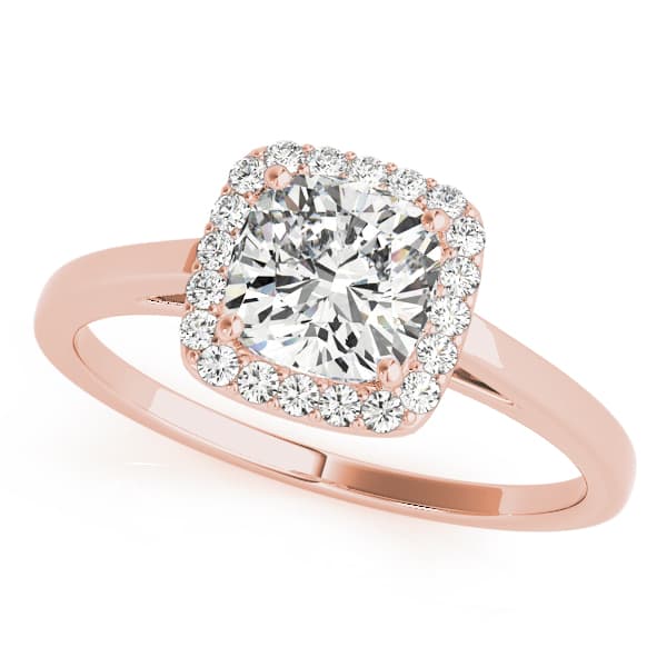 Cushion Cathedral Halo Engagement Ring, style 50918, Front view in rose gold