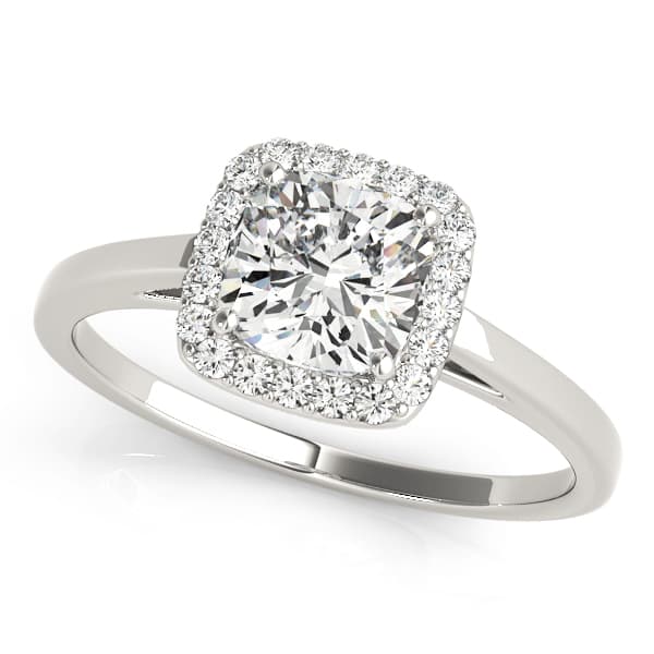 Cushion Shape Cathedral Halo Engagement Ring — style 50918 in 10k White Gold