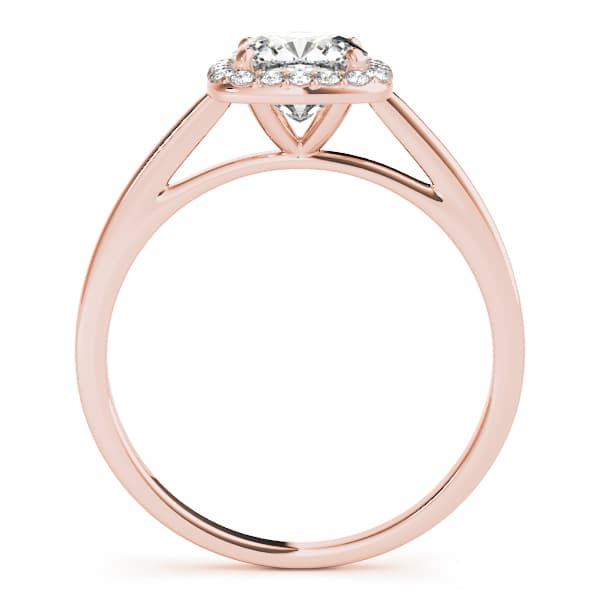 Cushion Cathedral Halo Engagement Ring, style 50918, Side view in rose gold