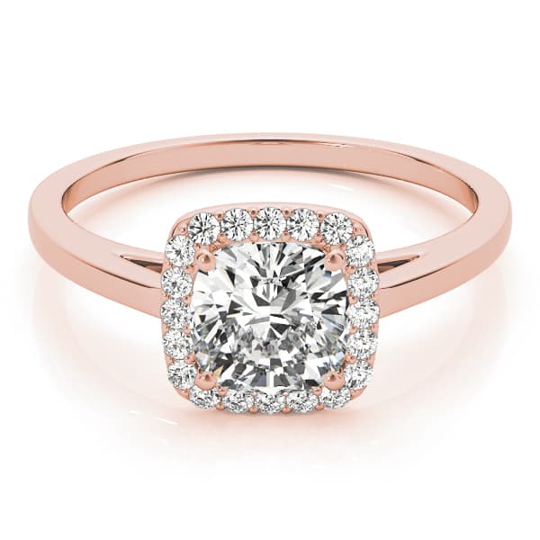 Cushion Cathedral Halo Engagement Ring, style 50918, Top view in rose gold