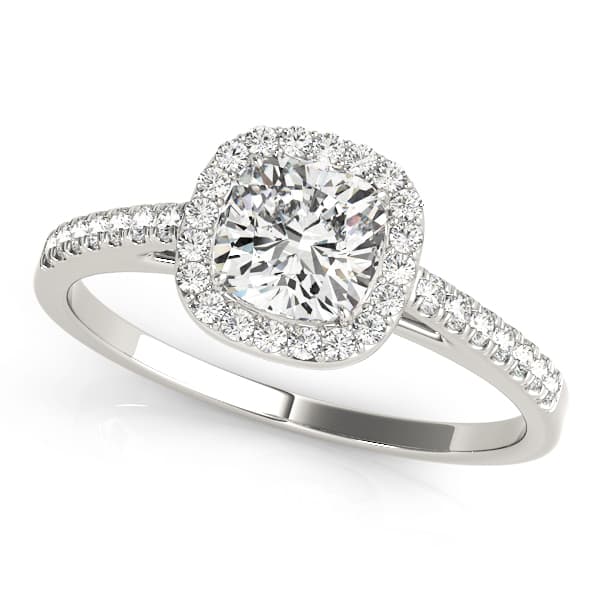 Single Row Square or Cushion Halo Engagement Ring — style 50919 in 10k White Gold