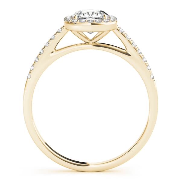Single Row Square or Cushion Halo Engagement Ring, style 50919, Side view in yellow gold