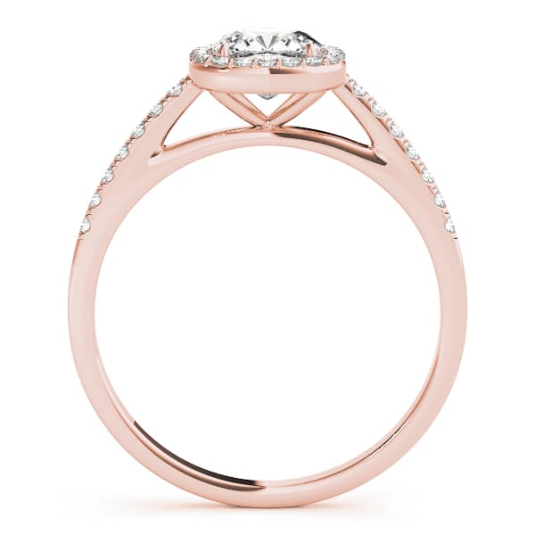 Single Row Square or Cushion Halo Engagement Ring, style 50919, Side view in rose gold