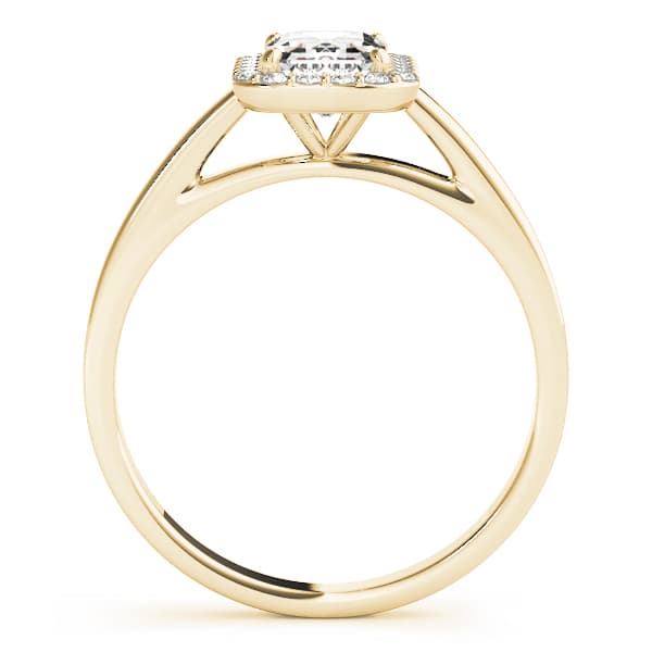 Halo Emerald Cut Engagement Ring, style 50920, Side view in yellow gold