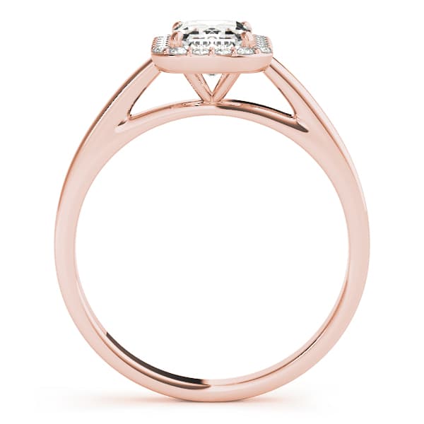Halo Emerald Cut Engagement Ring, style 50920, Side view in rose gold