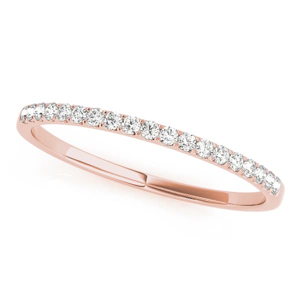 Prong Set Wedding Band (1/8 ct. tw.), Front view in rose gold