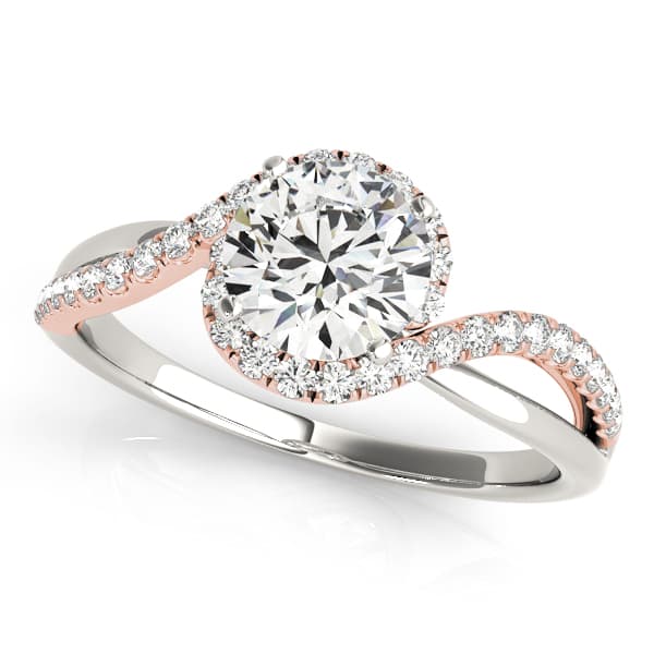 Bypass Split Shank Engagement Ring, style 50922, Front view in rose gold