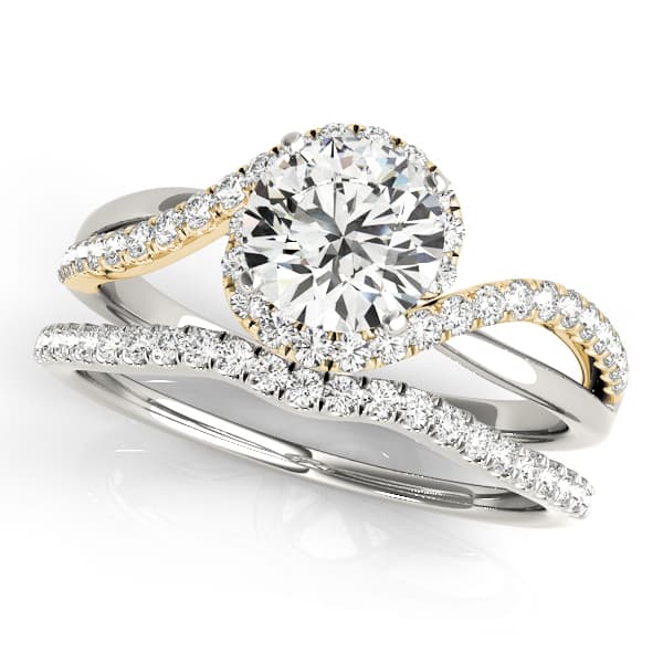Bypass Split Shank Engagement Ring, style 50922, On hand view in yellow gold