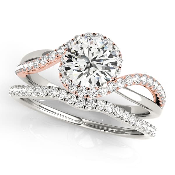 Bypass Split Shank Engagement Ring, style 50922, On hand view in rose gold