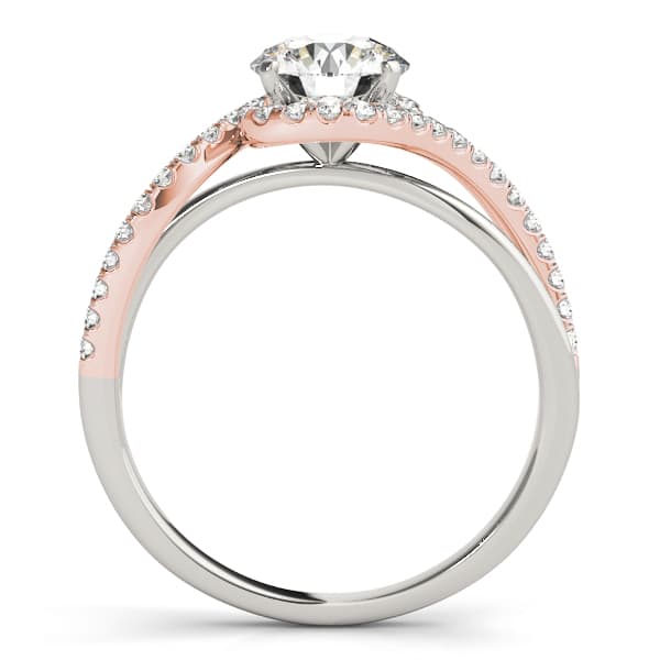 Bypass Split Shank Engagement Ring, style 50922, Side view in rose gold
