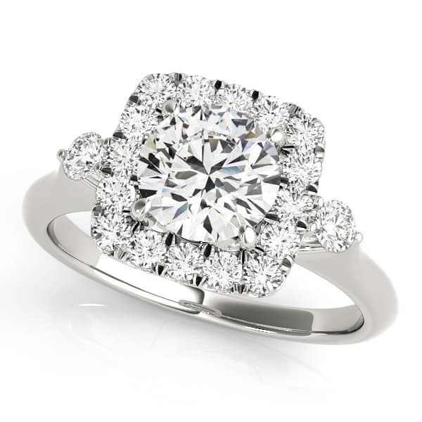 Round Halo Cluster Engagement Ring — style 50923 in 10k White Gold