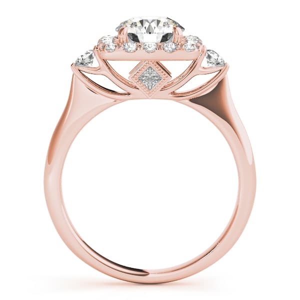 Round Halo Cluster Engagement Ring, style 50923, Side view in rose gold
