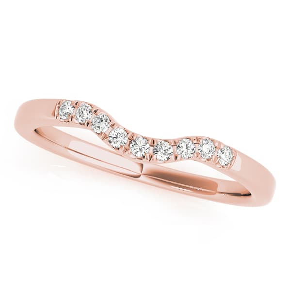 Split Prong Curved Wedding Bands (0.09 ct. tw.), Front view in rose gold