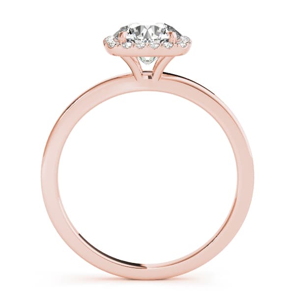Cushion Shaped Halo Round Engagement Ring, style 50924, Side view in rose gold