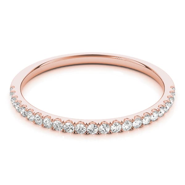 Straight Diamond Band (1/8 ct. tw.), On hand view in rose gold