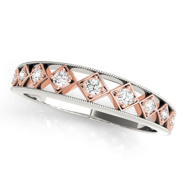Two-Tone Prong In Channel Wedding Band — White Gold