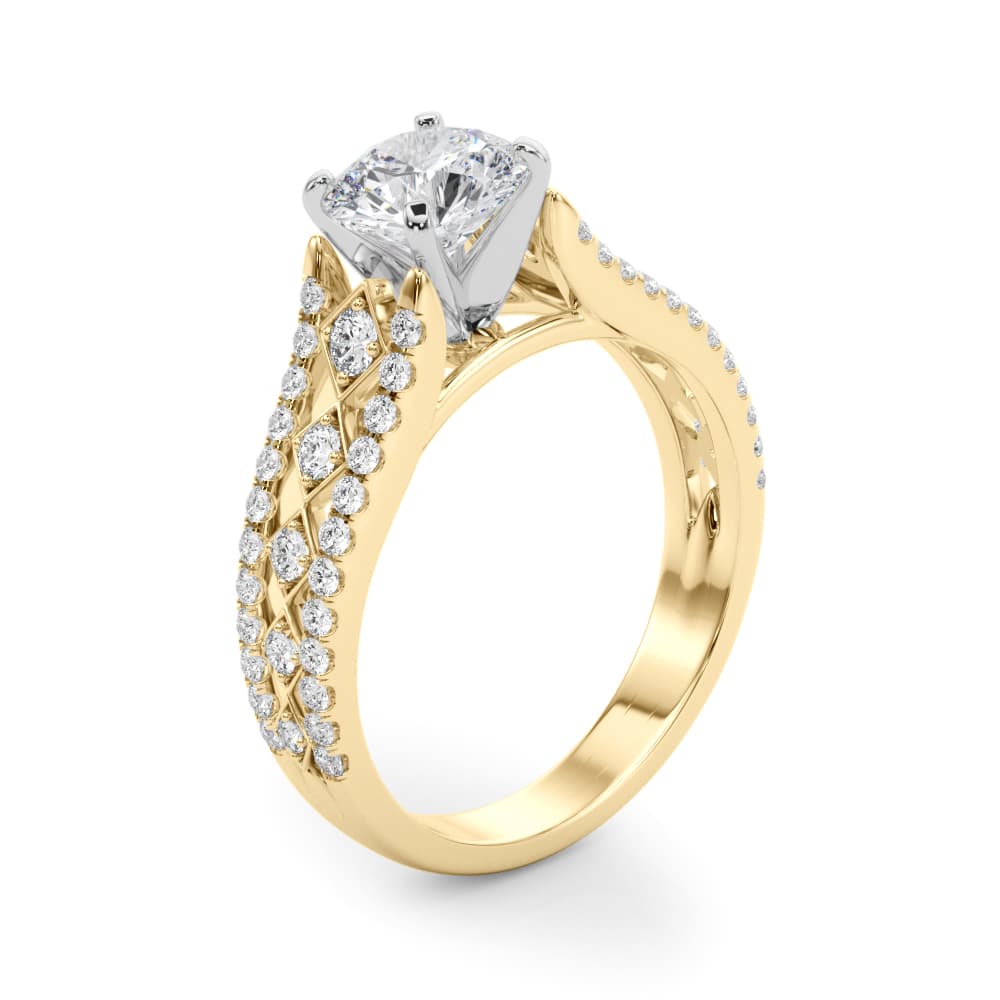 Multi-Row Cathedral Engagement Ring, style 50928, Angle view in yellow gold