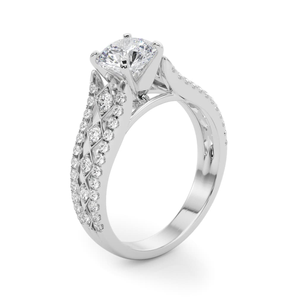 Multi-Row Cathedral Engagement Ring, style 50928, Angle view in white gold or platinum