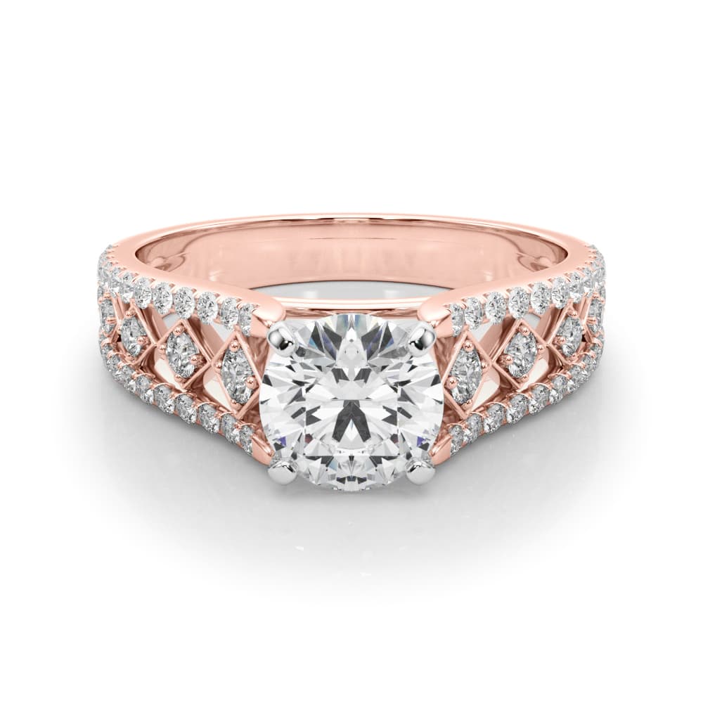 Multi-Row Cathedral Engagement Ring, style 50928, On hand view in rose gold