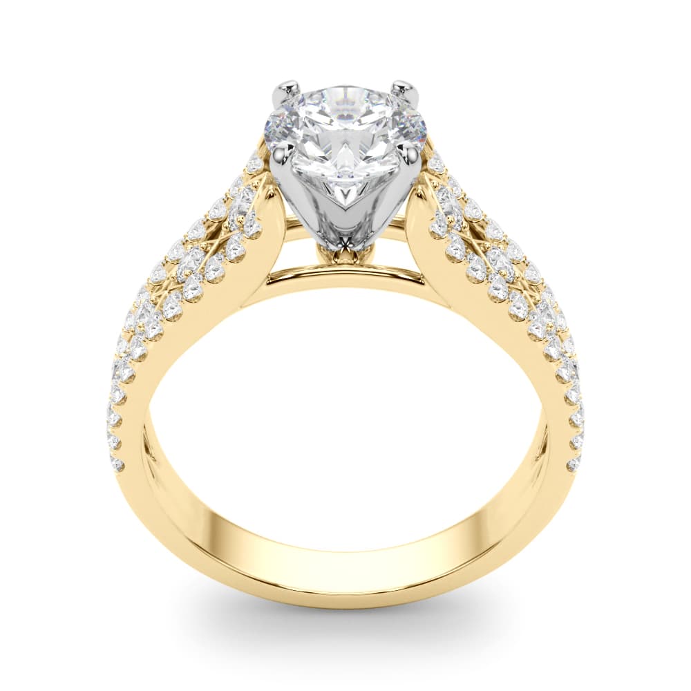 Multi-Row Cathedral Engagement Ring, style 50928, Top view in yellow gold