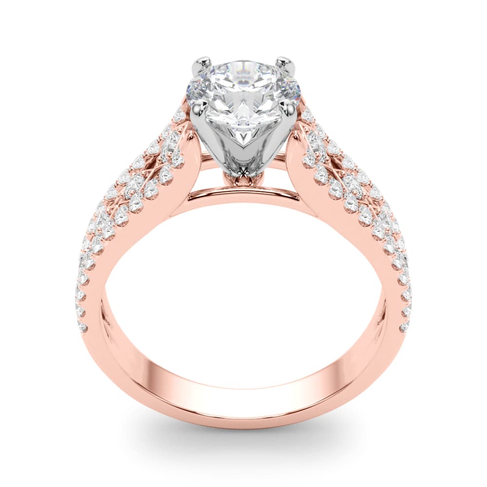 Multi-Row Cathedral Engagement Ring, style 50928, Top view in rose gold