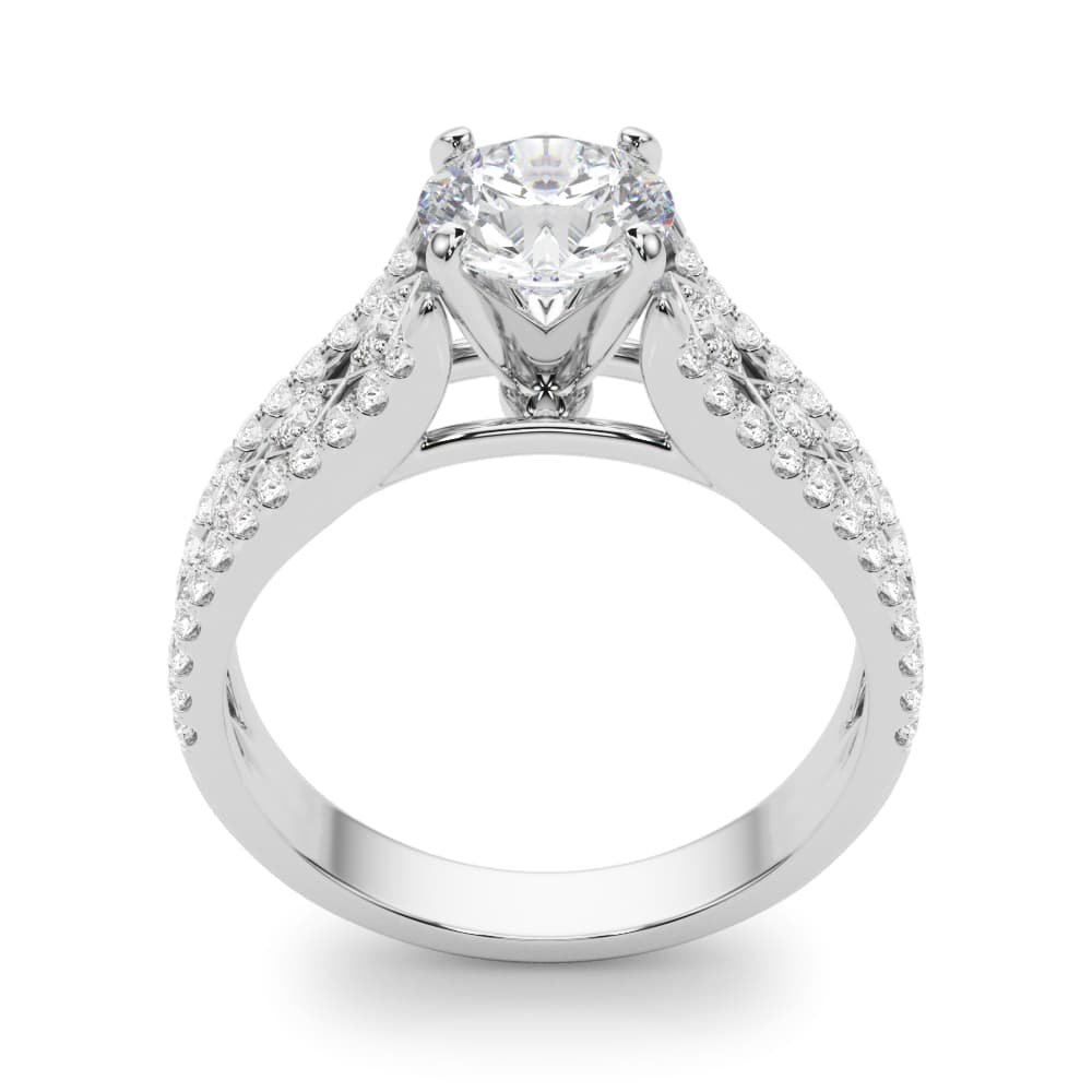 Multi-Row Cathedral Engagement Ring, style 50928, Top view in white gold or platinum