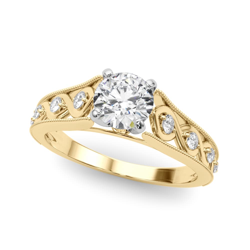 Single Row Prong Set Engagement Ring, style 50929, Front view in yellow gold