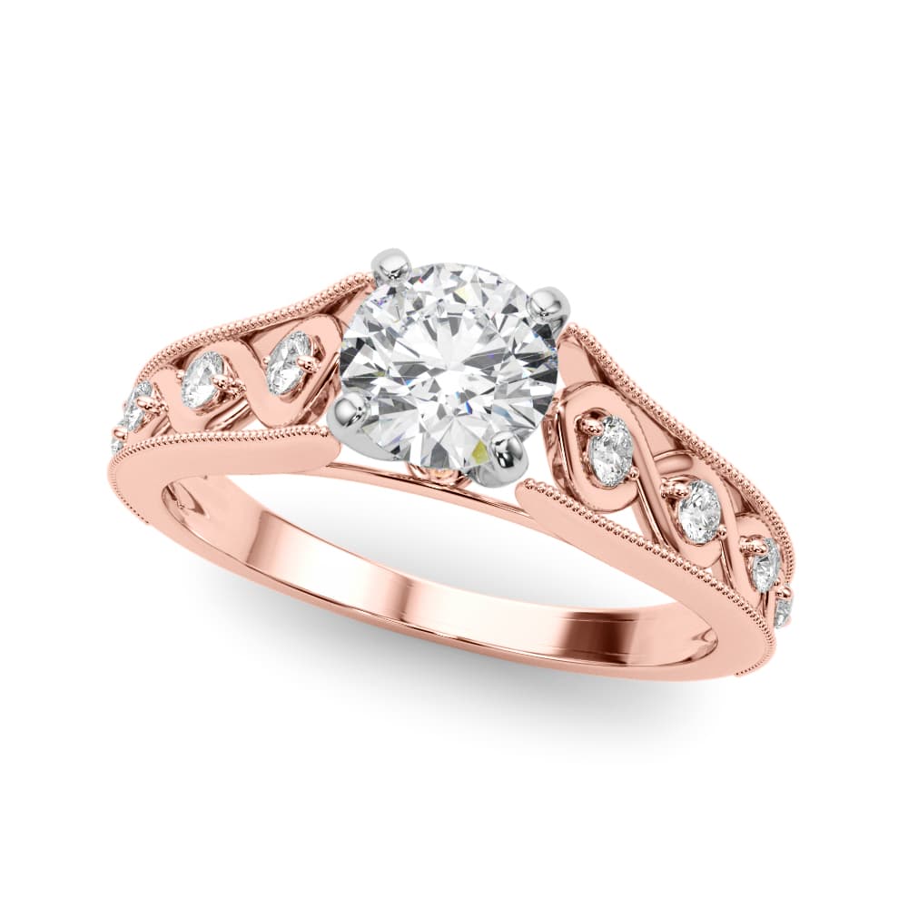 Single Row Prong Set Engagement Ring, style 50929, Front view in rose gold