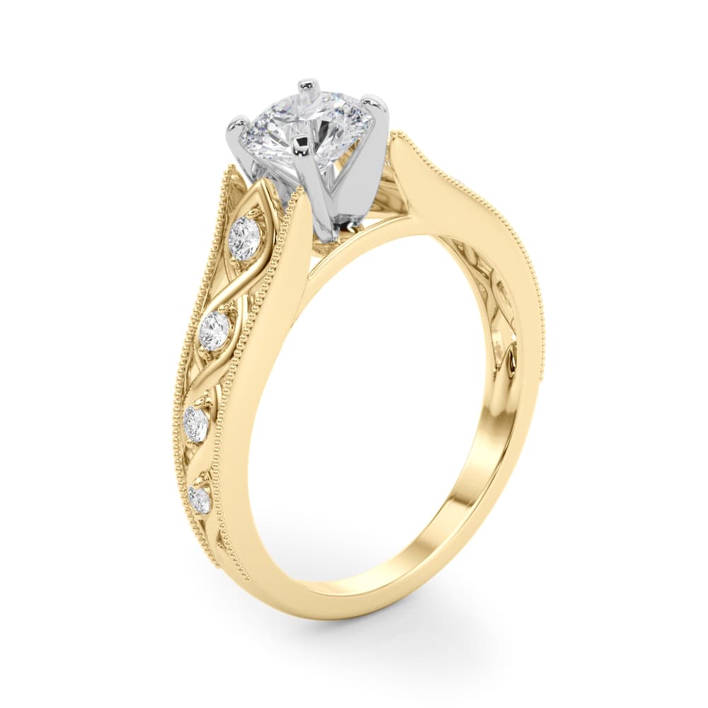 Single Row Prong Set Engagement Ring, style 50929, Angle view in yellow gold