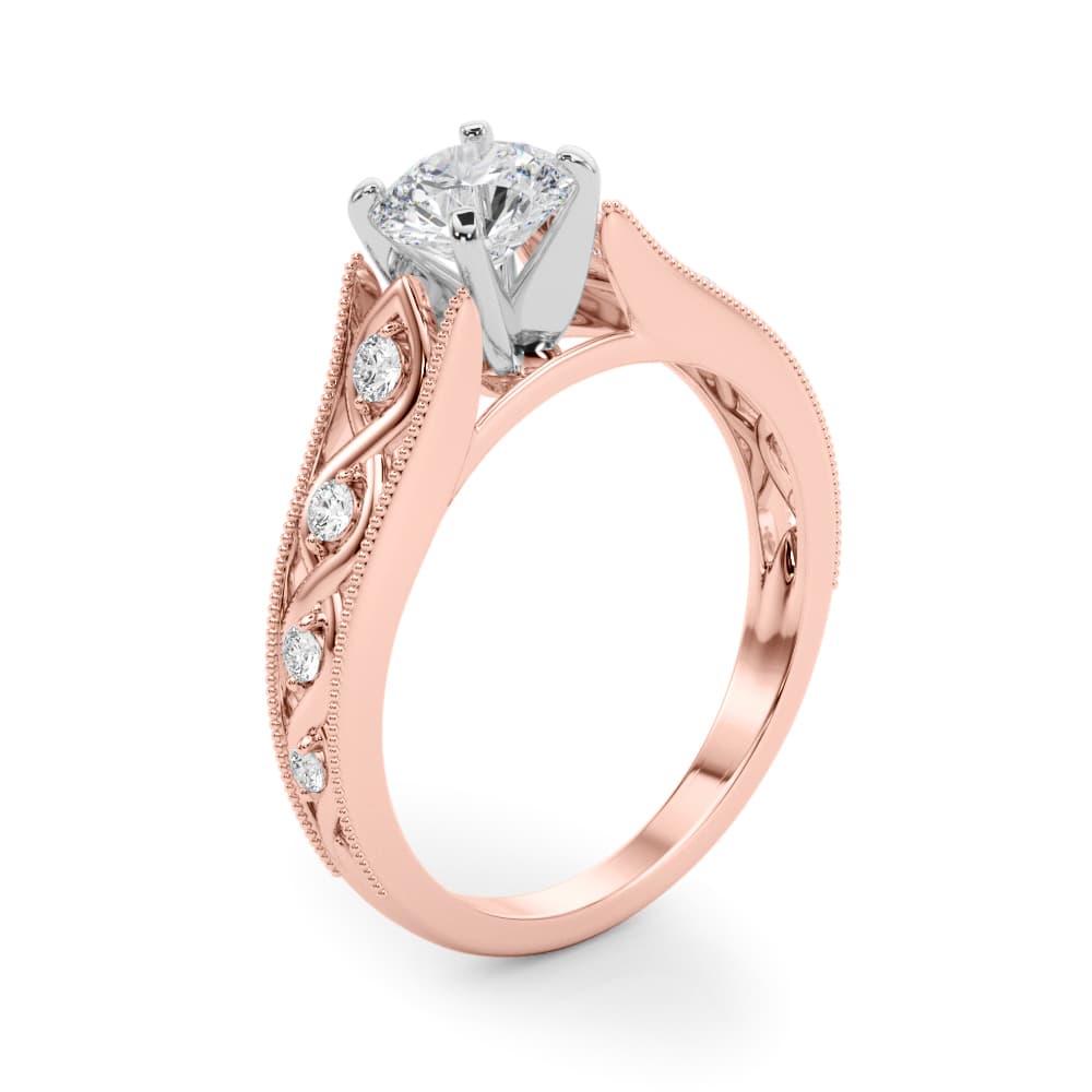 Single Row Prong Set Engagement Ring, style 50929, Angle view in rose gold