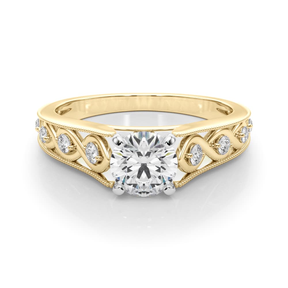 Single Row Prong Set Engagement Ring, style 50929, On hand view in yellow gold