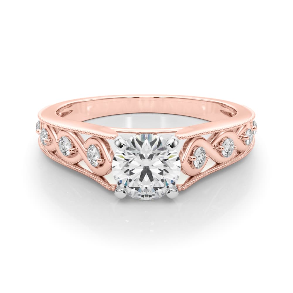 Single Row Prong Set Engagement Ring, style 50929, On hand view in rose gold