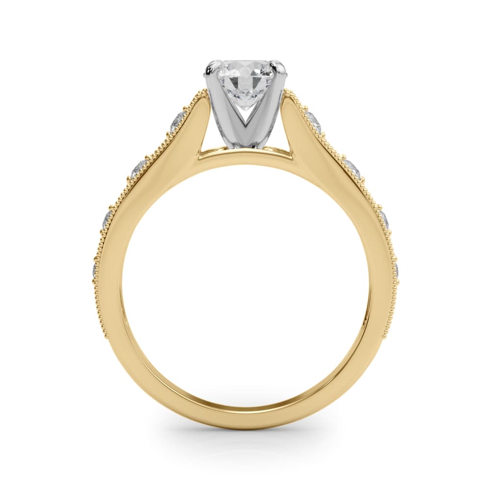 Single Row Prong Set Engagement Ring, style 50929, Side view in yellow gold