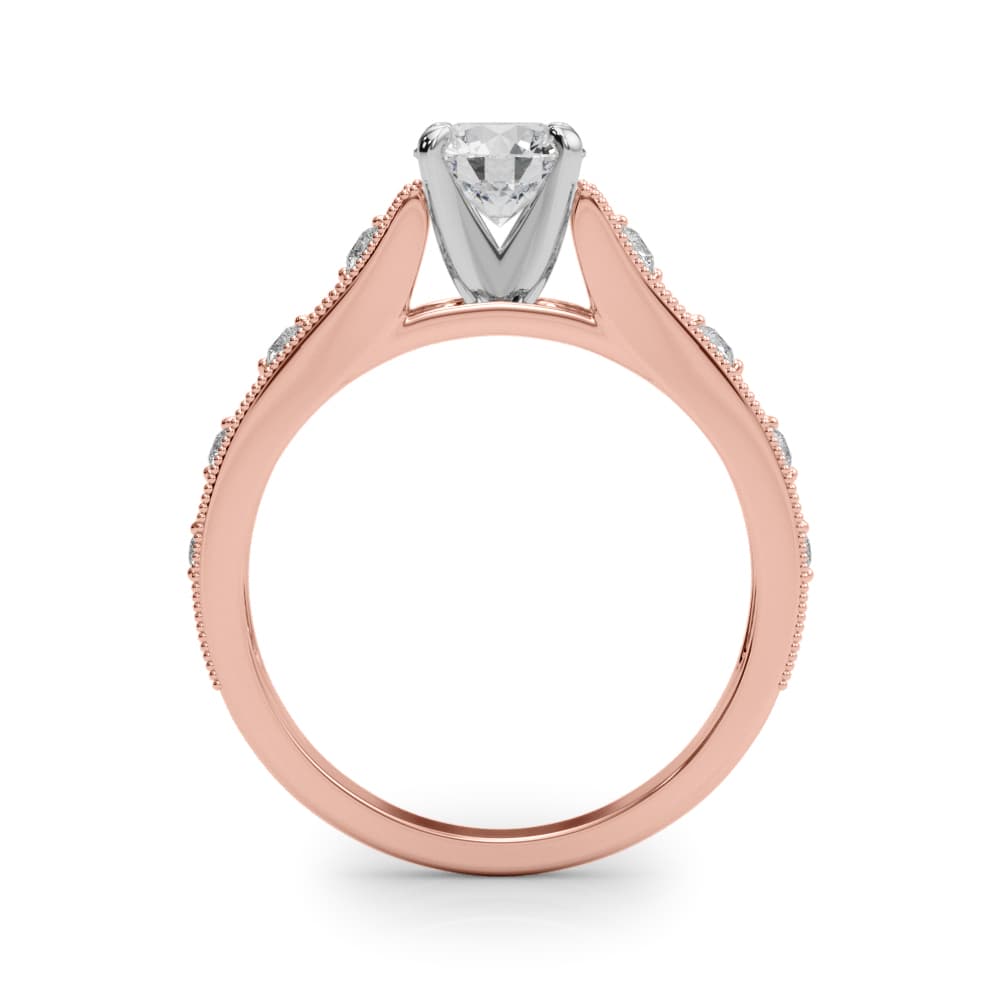 Single Row Prong Set Engagement Ring, style 50929, Side view in rose gold