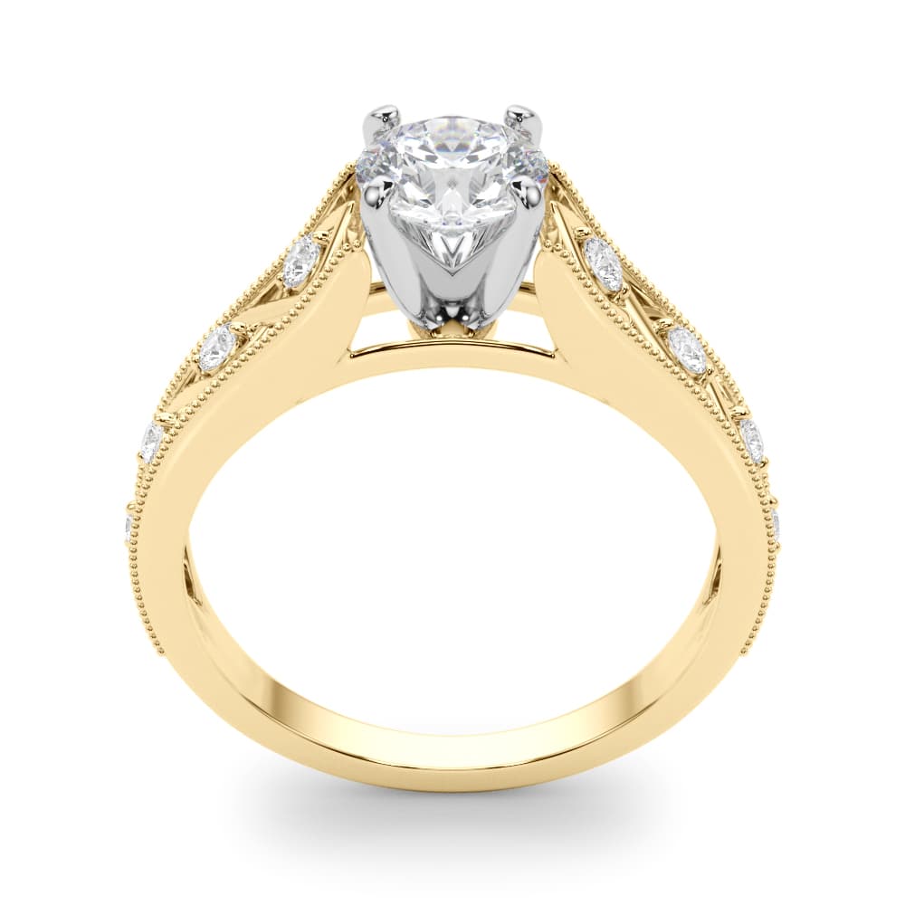 Single Row Prong Set Engagement Ring, style 50929, Top view in yellow gold