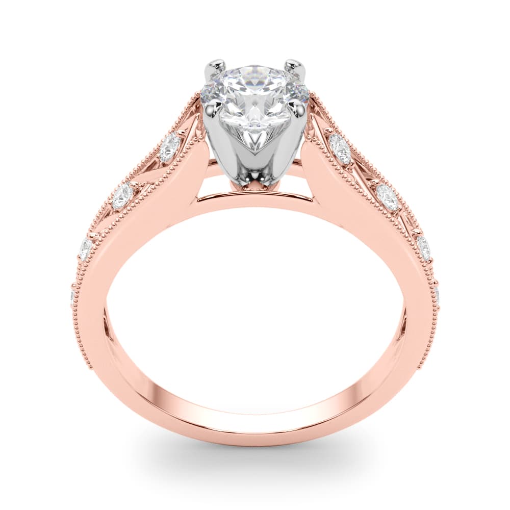 Single Row Prong Set Engagement Ring, style 50929, Top view in rose gold