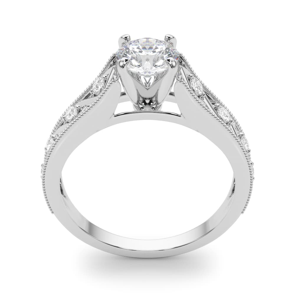 Single Row Prong Set Engagement Ring, style 50929, Top view in white gold or platinum